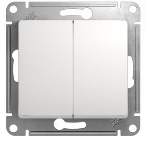 Фото Schneider Electric Glossa GSL000165 Переключатель двухклавишный (10 А, под рамку, скрытая установка, белый)