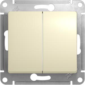 Фото Schneider Electric Glossa GSL000265 Переключатель двухклавишный (10 А, под рамку, скрытая установка, бежевый)