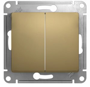 Фото Schneider Electric Glossa GSL000465 Переключатель двухклавишный (10 А, под рамку, скрытая установка, титан)