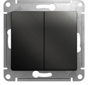 Фото Schneider Electric Glossa GSL000765 Переключатель двухклавишный (10 А, под рамку, скрытая установка, антрацит)