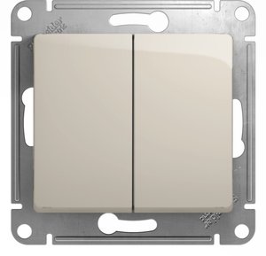 Фото Schneider Electric Glossa GSL000965 Переключатель двухклавишный (10 А, под рамку, скрытая установка, молоко)