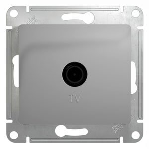 Фото Schneider Electric Glossa GSL000392 Розетка телевизионная проходная (TV, под рамку, скрытая установка, алюминий)
