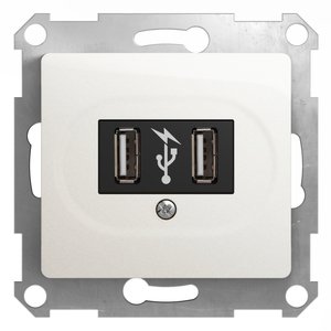 Фото Schneider Electric Glossa GSL000632 Розетка USB (2xUSB, под рамку, скрытая установка, перламутр)