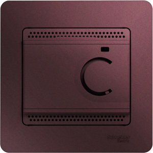 Фото Schneider Electric Glossa GSL001138 Термостат электронный для теплых полов +5…+50°С (10 А, 220 В, в сборе, скрытая установка, баклажан)