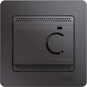Фото Schneider Electric Glossa GSL001338 Термостат электронный для теплых полов +5…+50°С (10 А, 220 В, в сборе, скрытая установка, графит)