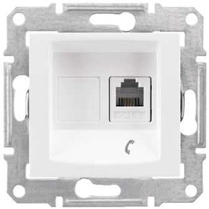 Фото Schneider Electric Sedna SDN4101121 Розетка телефонная (RJ11, под рамку, скрытая установка, белая)