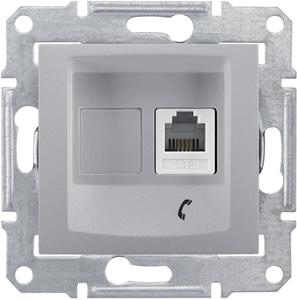 Фото Schneider Electric Sedna SDN4101160 Розетка телефонная (RJ11, под рамку, скрытая установка, алюминий)