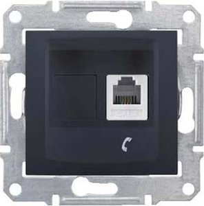 Фото Schneider Electric Sedna SDN4101170 Розетка телефонная (RJ11, под рамку, скрытая установка, графит)