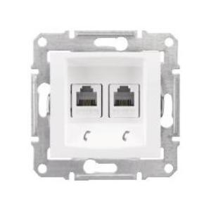 Фото Schneider Electric Sedna SDN4201121 Розетка телефонная (RJ11+RJ11, под рамку, скрытая установка, белая)