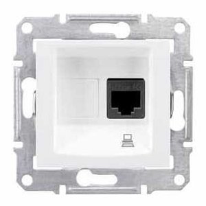 Фото Schneider Electric Sedna SDN4300121 Розетка компьютерная (RJ45, cat.5e, UTP, под рамку, скрытая установка, белая)