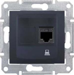 Фото Schneider Electric Sedna SDN4300170 Розетка компьютерная (RJ45, cat.5e, UTP, под рамку, скрытая установка, графит)