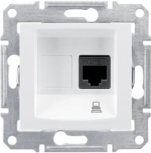 Фото Schneider Electric Sedna SDN4500121 Розетка компьютерная (RJ45, cat.5e, STP, под рамку, скрытая установка, белая)