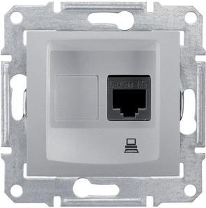Фото Schneider Electric Sedna SDN4500160 Розетка компьютерная (RJ45, cat.5e, STP, под рамку, скрытая установка, алюминий)