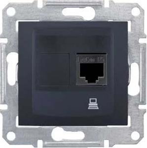 Фото Schneider Electric Sedna SDN4900170 Розетка компьютерная (RJ45, cat.6, STP, под рамку, скрытая установка, графит)