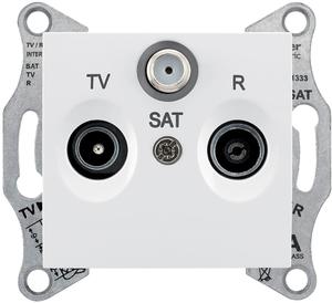 Фото Schneider Electric Sedna SDN3501421 Розетка телевизионная проходная (TV+Radio+SAT, 4 дБ, под рамку, скрытая установка, белая)