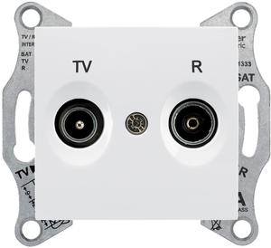 Фото Schneider Electric Sedna SDN3301321 Розетка телевизионная проходная (TV+Radio, 8 дБ, под рамку, скрытая установка, белая)