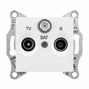 Фото Schneider Electric Sedna SDN3501221 Розетка телевизионная проходная (TV+Radio+SAT, 8 дБ, под рамку, скрытая установка, белая)