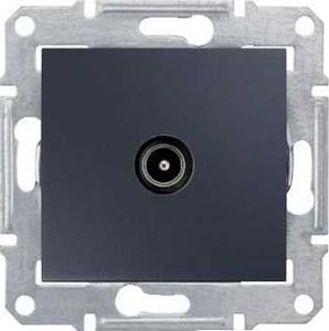 Фото Schneider Electric Sedna SDN3201870 Розетка телевизионная проходная (TV, 4 дБ, под рамку, скрытая установка, графит)
