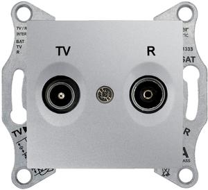 Фото Schneider Electric Sedna SDN3301860 Розетка телевизионная проходная (TV+Radio, 4 дБ, под рамку, скрытая установка, алюминий)