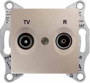 Фото Schneider Electric Sedna SDN3301868 Розетка телевизионная проходная (TV+Radio, 4 дБ, под рамку, скрытая установка, титан)