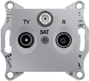 Фото Schneider Electric Sedna SDN3501260 Розетка телевизионная проходная (TV+Radio+SAT, 8 дБ, под рамку, скрытая установка, алюминий)