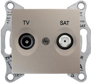 Фото Schneider Electric Sedna SDN3401668 Розетка телевизионная (TV+SAT, под рамку, скрытая установка, титан)