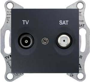 Фото Schneider Electric Sedna SDN3401670 Розетка телевизионная (TV+SAT, под рамку, скрытая установка, графит)