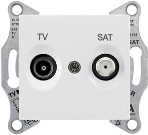Фото Schneider Electric Sedna SDN3401921 Розетка телевизионная проходная (TV+SAT, 4 дБ, под рамку, скрытая установка, белая)