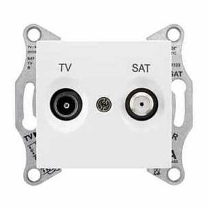 Фото Schneider Electric Sedna SDN3401221 Розетка телевизионная проходная (TV+SAT, 8 дБ, под рамку, скрытая установка, белая)