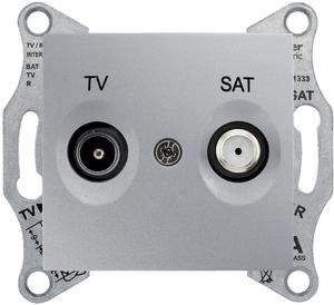 Фото Schneider Electric Sedna SDN3401260 Розетка телевизионная проходная (TV+SAT, 8 дБ, под рамку, скрытая установка, алюминий)