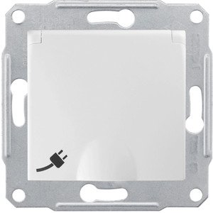 Фото Schneider Electric Sedna SDN3100321 Розетка с заземляющим контактом (16 А, под рамку, скрытая установка, шторки, крышка, IP44, белая)