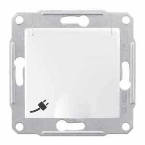 Фото Schneider Electric Sedna SDN3100121 Розетка с заземляющим контактом (16 А, под рамку, скрытая установка, шторки, крышка, белая)