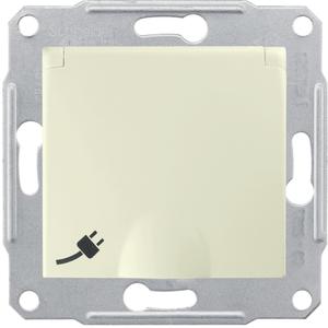Фото Schneider Electric Sedna SDN3100147 Розетка с заземляющим контактом (16 А, под рамку, скрытая установка, шторки, крышка, бежевая)