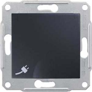Фото Schneider Electric Sedna SDN3100170 Розетка с заземляющим контактом (16 А, под рамку, скрытая установка, шторки, крышка, графит)