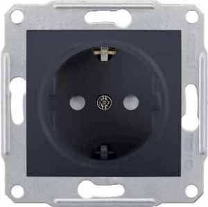 Фото Schneider Electric Sedna SDN3000170 Розетка с заземляющим контактом (16 А, под рамку, скрытая установка, шторки, графит)
