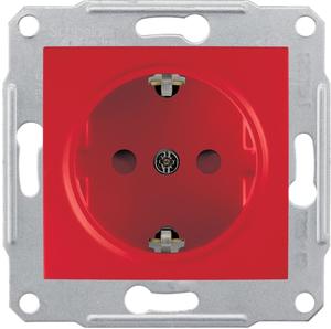 Фото Schneider Electric Sedna SDN3000341 Розетка с заземляющим контактом (16 А, под рамку, скрытая установка, шторки, красная)