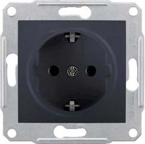 Фото Schneider Electric Sedna SDN3000570 Розетка с заземляющим контактом (16 А, под рамку, скрытая установка, графит)