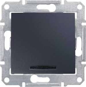 Фото Schneider Electric Sedna SDN0400370 Выключатель одноклавишный с красной подсветкой (10 А, под рамку, скрытая установка, графит)