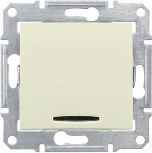 Фото Schneider Electric Sedna SDN1400147 Выключатель одноклавишный с синей подсветкой (10 А, под рамку, скрытая установка, бежевый)