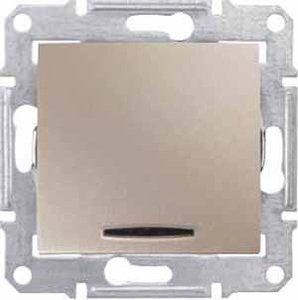 Фото Schneider Electric Sedna SDN1400168 Выключатель одноклавишный с синей подсветкой (10 А, под рамку, скрытая установка, титан)