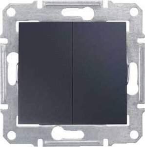 Фото Schneider Electric Sedna SDN0300170 Выключатель двухклавишный (10 А, под рамку, скрытая установка, графит)
