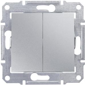 Фото Schneider Electric Sedna SDN0300460 Выключатель двухклавишный (10 А, IP44, под рамку, скрытая установка, алюминий)