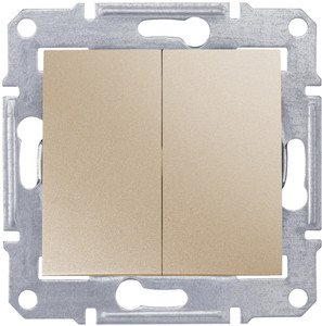 Фото Schneider Electric Sedna SDN0300468 Выключатель двухклавишный (10 А, IP44, под рамку, скрытая установка, титан)
