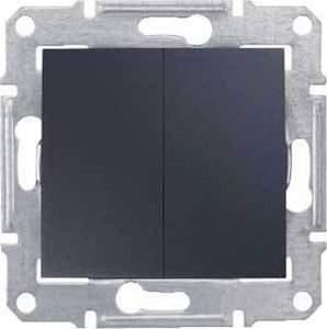 Фото Schneider Electric Sedna SDN0300470 Выключатель двухклавишный (10 А, IP44, под рамку, скрытая установка, графит)