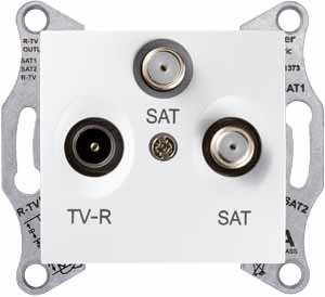 Фото Schneider Electric Sedna SDN3502121 Розетка телевизионная (TV+2xSAT, под рамку, скрытая установка, белая)