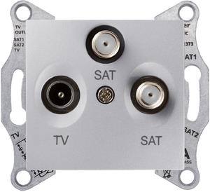 Фото Schneider Electric Sedna SDN3502160 Розетка телевизионная (TV+2xSAT, под рамку, скрытая установка, алюминий)