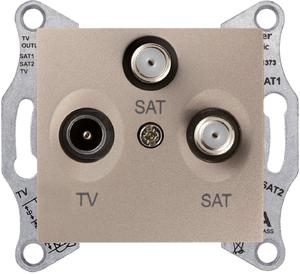 Фото Schneider Electric Sedna SDN3502168 Розетка телевизионная (TV+2xSAT, под рамку, скрытая установка, титан)