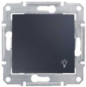 Фото Schneider Electric Sedna SDN0900370 Выключатель однокнопочный "Свет" (10 А, IP44, под рамку, скрытая установка, графит)