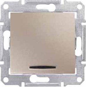 Фото Schneider Electric Sedna SDN0401168 Переключатель одноклавишный с красной подсветкой (10 А, под рамку, скрытая установка, титан)