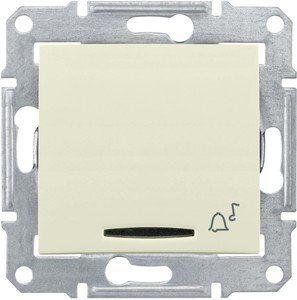 Фото Schneider Electric Sedna SDN1600447 Кнопка для звонка (10 А, под рамку, синяя подсветка, скрытая установка, бежевый)